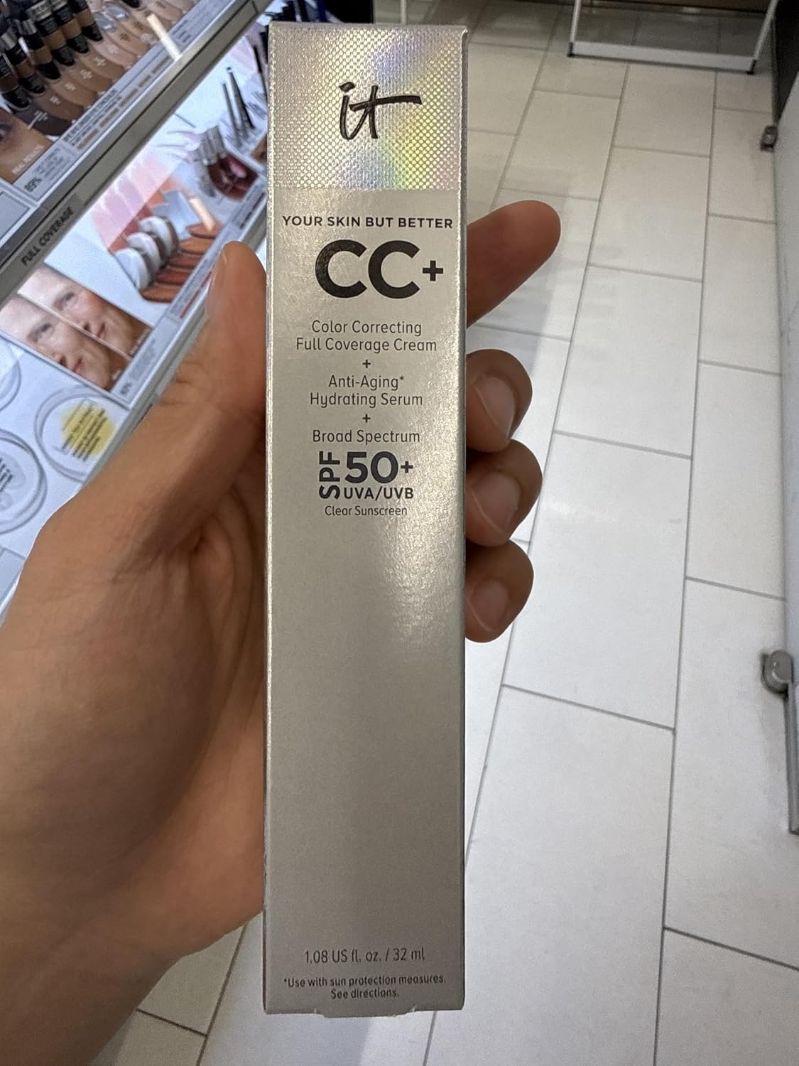image:imageIT Cosmetics CC Cream Illumination Medium Tan  Radiant Full Coverage Foundation With SPF 50 Color Corrector amp Hydrating AntiAging Serum Hydrolyzed Collagen  Peptides  108 fl oz12 Deep rich ebony shade with neutral undertones