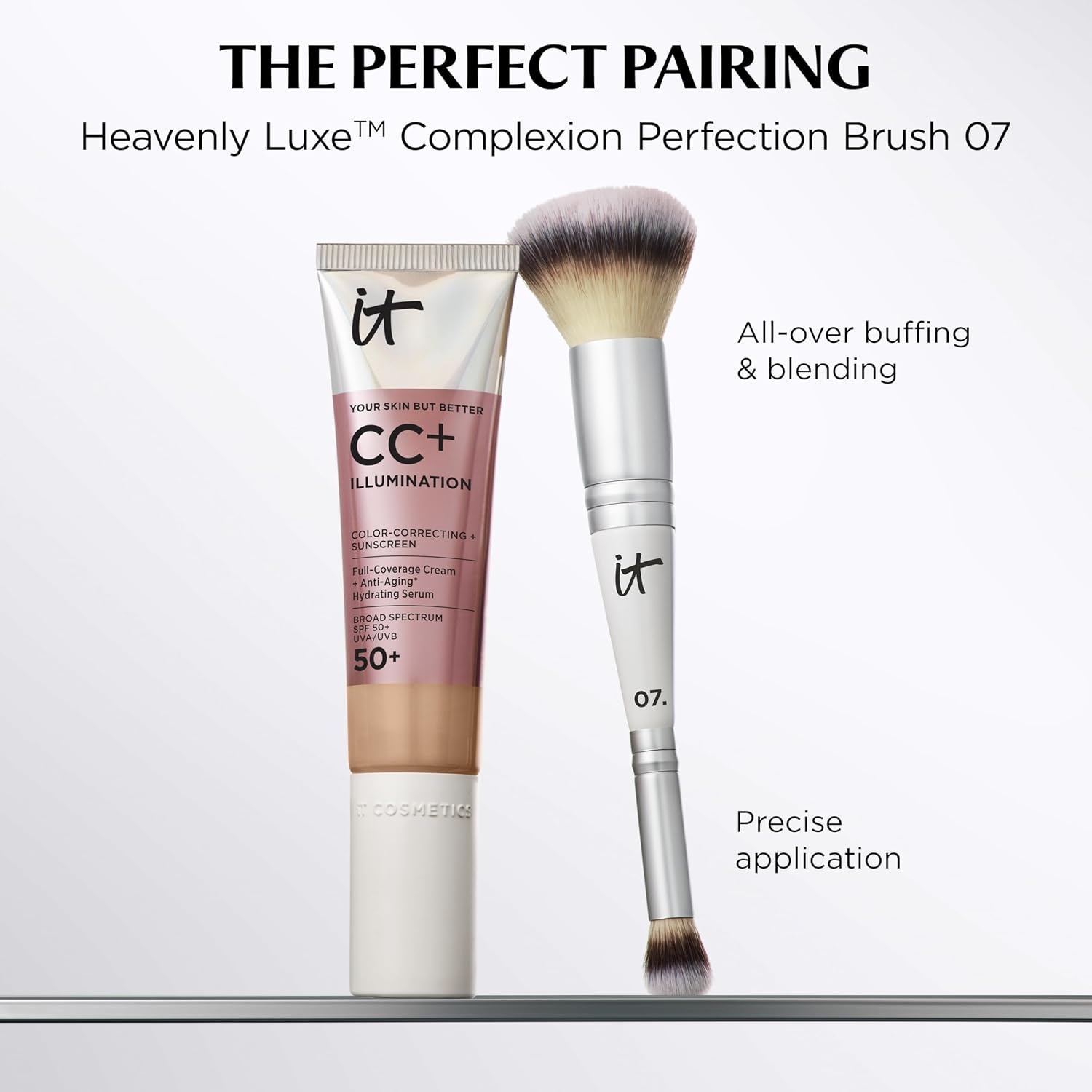 image:imageIT Cosmetics CC Cream Illumination Medium Tan  Radiant Full Coverage Foundation With SPF 50 Color Corrector amp Hydrating AntiAging Serum Hydrolyzed Collagen  Peptides  108 fl oz05 Medium soft beige shade with warm undertones