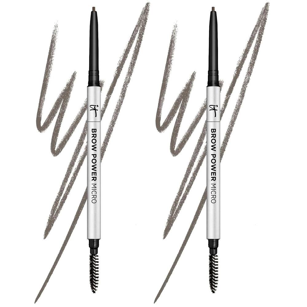 image:imageIT Cosmetics Brow Power Micro Universal Taupe  Universal Eyebrow Pencil  Mimics the Look of Real Hair  BudgeProof Formula  Builtin Spoolie  0017 oz002 Ounce Pack of 2