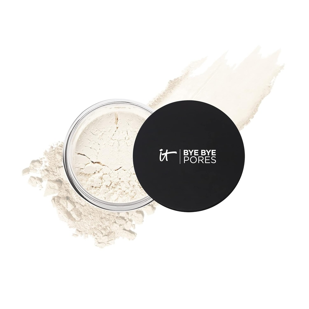 image:imageIT Cosmetics Bye Bye Pores  Poreless Finish Loose Setting Powder Makeup  Translucent Blurring Face Powder for All Skin Tones  with Peptides Silk Collagen amp Antioxidants  023 oz023 Oz