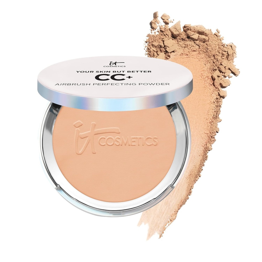 image:imageIT Cosmetics CC Airbrush Perfecting Powder Foundation  Sheer to Full Coverage Pressed Powder Blurring Pores amp Dark Spots AntiAging Face Makeup Hydrolyzed Collagen amp Niacinamide  033 ozMedium light medium shade with warm undertones