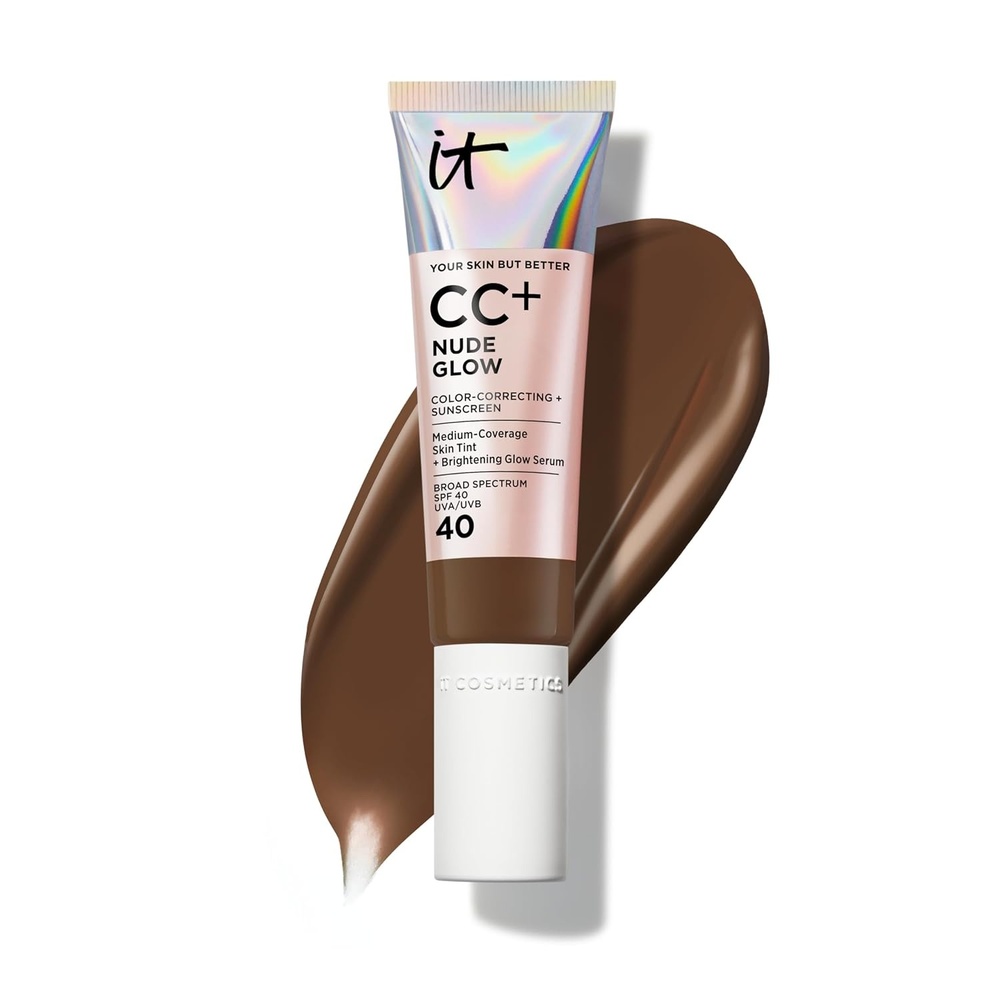 image:imageIT Cosmetics CC Nude Glow SPF 40  Medium Coverage Foundation 2 Niacinamide  Hyaluronic Acid Brightening Glow Serum Lightweight Up to 24H Hydration Normal to Dry amp Mature Skin  108 fl oz30 Deep Cool very deep with darker cool red undertone