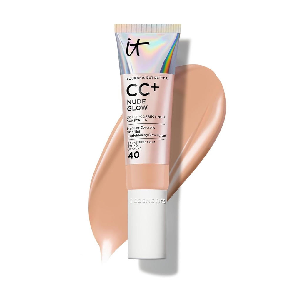 image:imageIT Cosmetics CC Nude Glow SPF 40  Medium Coverage Foundation 2 Niacinamide  Hyaluronic Acid Brightening Glow Serum Lightweight Up to 24H Hydration Normal to Dry amp Mature Skin  108 fl oz16 Neutral Tan tan complexion with neutral peach undertone