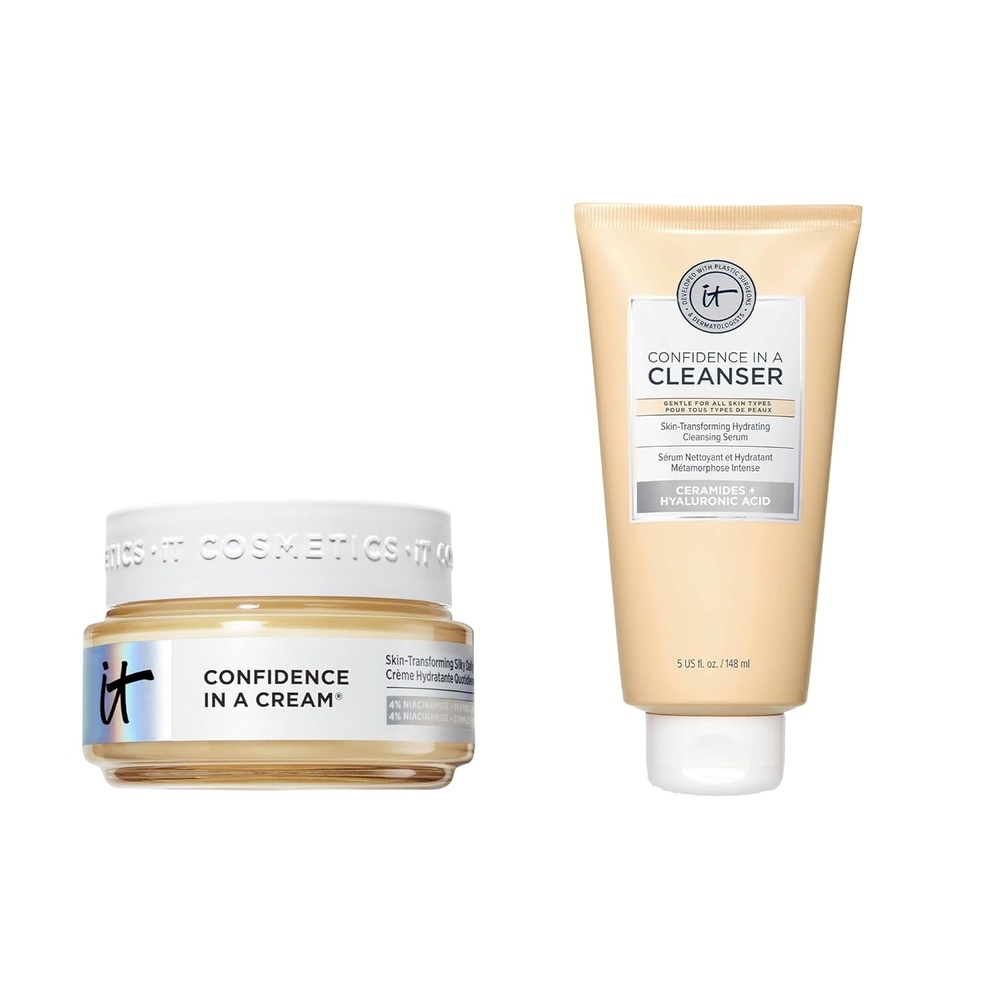 image:imageIT Cosmetics Confidence in a Cream amp Confidence in a Cleanser Bundle  Anti Aging Face Moisturizer with Ceramides 2 fl oz  Hydrating Foaming Face Wash with Hyaluronic Acid 5 fl oz