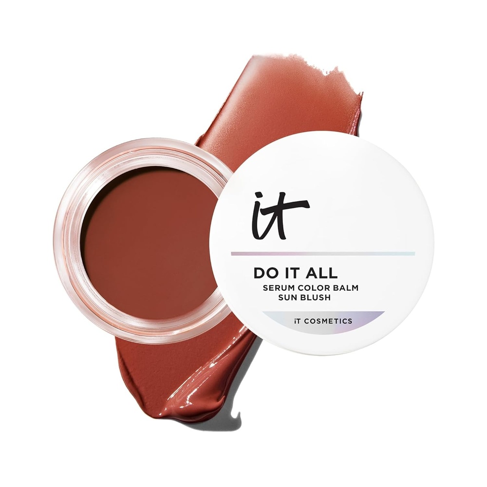 image:imageIT Cosmetics Do It All Serum Color Balm Sun Cream Blush amp Bronzer Blendable amp Buildable Lift Reshape AllOver Color 24HR Hydration Hyaluronic Acid Peptides amp Vitamin E  063 ozSun Rush 60 rose burgundy