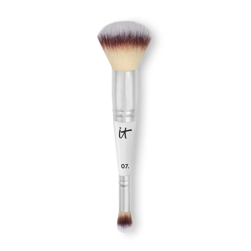 image:imageIT Cosmetics Heavenly Luxe Complexion Perfection Brush 7  DualEnded Premium Makeup Brush for Foundation Concealer amp Contour UltraSoft Synthetic Fibers Airbrush Finish ProHygienic Crueltyfree