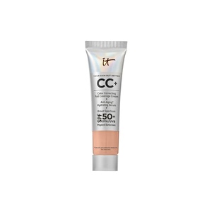 IT Cosmetics CC+ Cream – Natural Full Coverage Foundation With SPF 50+, Color Corrector & Anti-Aging Hydrating Serum, Hyaluronic Acid + Peptides, Lightweight Up To 24H Wear, All Skin Types(14C Medium Cool (medium with pink undertones))