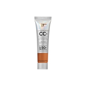 IT Cosmetics CC+ Cream – Natural Full Coverage Foundation With SPF 50+, Color Corrector & Anti-Aging Hydrating Serum, Hyaluronic Acid + Peptides, Lightweight Up To 24H Wear, All Skin Types(21W Rich (rich with yellow undertones))