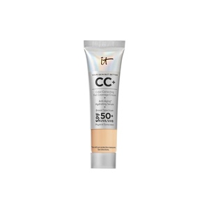 IT Cosmetics CC+ Cream – Natural Full Coverage Foundation With SPF 50+, Color Corrector & Anti-Aging Hydrating Serum, Hyaluronic Acid + Peptides, Lightweight Up To 24H Wear, All Skin Types(12W Medium (medium with neutral yellow undertones))