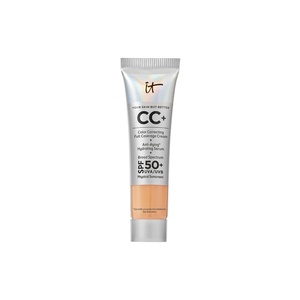 IT Cosmetics CC+ Cream – Natural Full Coverage Foundation With SPF 50+, Color Corrector & Anti-Aging Hydrating Serum, Hyaluronic Acid + Peptides, Lightweight Up To 24H Wear, All Skin Types(16N Neutral Tan (tan with neutral olive undertones))