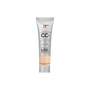 IT Cosmetics CC+ Cream – Natural Full Coverage Foundation With SPF 50+, Color Corrector & Anti-Aging Hydrating Serum, Hyaluronic Acid + Peptides, Lightweight Up To 24H Wear, All Skin Types(10N Light Medium (light with neutral peach undertones))