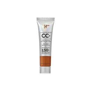 IT Cosmetics CC+ Cream – Natural Full Coverage Foundation With SPF 50+, Color Corrector & Anti-Aging Hydrating Serum, Hyaluronic Acid + Peptides, Lightweight Up To 24H Wear, All Skin Types(23W Rich Honey (very rich with golden undertones))