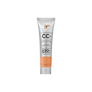 IT Cosmetics CC+ Cream – Natural Full Coverage Foundation With SPF 50+, Color Corrector & Anti-Aging Hydrating Serum, Hyaluronic Acid + Peptides, Lightweight Up To 24H Wear, All Skin Types(17C Tan Cool (tan with red undertones))