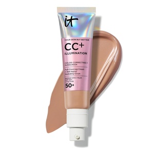 IT Cosmetics CC+ Cream Illumination (Medium Tan) – Radiant Full Coverage Foundation With SPF 50+, Color Corrector & Hydrating Anti-Aging Serum, Hydrolyzed Collagen + Peptides – 1.08 fl oz(07 Tan (light brown shade with warm undertones))
