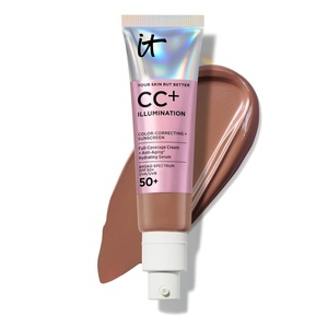 IT Cosmetics CC+ Cream Illumination (Medium Tan) – Radiant Full Coverage Foundation With SPF 50+, Color Corrector & Hydrating Anti-Aging Serum, Hydrolyzed Collagen + Peptides – 1.08 fl oz(12 Deep (rich ebony shade with neutral undertones))