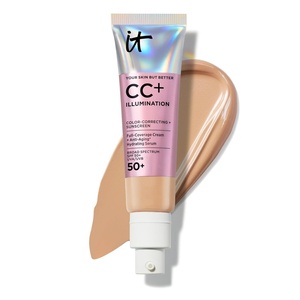 IT Cosmetics CC+ Cream Illumination (Medium Tan) – Radiant Full Coverage Foundation With SPF 50+, Color Corrector & Hydrating Anti-Aging Serum, Hydrolyzed Collagen + Peptides – 1.08 fl oz(08 Neutral Tan (light brown shade with neutral undertones))