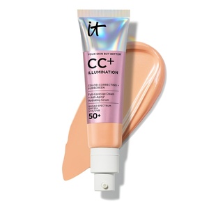 IT Cosmetics CC+ Cream Illumination (Medium Tan) – Radiant Full Coverage Foundation With SPF 50+, Color Corrector & Hydrating Anti-Aging Serum, Hydrolyzed Collagen + Peptides – 1.08 fl oz(09 Medium Tan (golden beige shade with warm undertones))