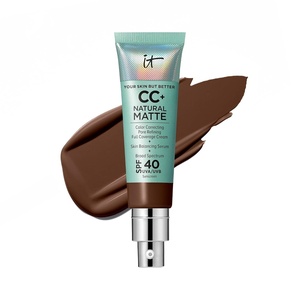 IT Cosmetics CC+ Cream Natural Matte SPF 40 – Mattifying Full Coverage Foundation Color Corrector, 16H Shine Control, Pore Refining, 24H Hydration, Noncomedogenic for Oily & Mature Skin – 1.08 fl oz(29C Deep Mocha (very deep cool with red undertones))