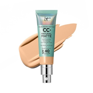 IT Cosmetics CC+ Cream Natural Matte SPF 40 – Mattifying Full Coverage Foundation Color Corrector, 16H Shine Control, Pore Refining, 24H Hydration, Noncomedogenic for Oily & Mature Skin – 1.08 fl oz(11W Light Medium Warm (light with yellow undertones))