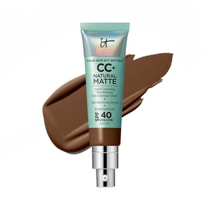 IT Cosmetics CC+ Cream Natural Matte SPF 40 – Mattifying Full Coverage Foundation Color Corrector, 16H Shine Control, Pore Refining, 24H Hydration, Noncomedogenic for Oily & Mature Skin – 1.08 fl oz(28N Neutral Deep (deep with neutral undertones))