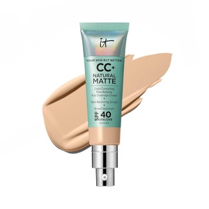 IT Cosmetics CC+ Cream Natural Matte SPF 40 – Mattifying Full Coverage Foundation Color Corrector, 16H Shine Control, Pore Refining, 24H Hydration, Noncomedogenic for Oily & Mature Skin – 1.08 fl oz(07W Light (very light with olive undertones))