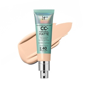 IT Cosmetics CC+ Cream Natural Matte SPF 40 – Mattifying Full Coverage Foundation Color Corrector, 16H Shine Control, Pore Refining, 24H Hydration, Noncomedogenic for Oily & Mature Skin – 1.08 fl oz(05W Fair (fair warm with olive undertones))