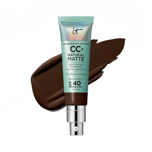 IT Cosmetics CC+ Cream Natural Matte SPF 40 – Mattifying Full Coverage Foundation Color Corrector, 16H Shine Control, Pore Refining, 24H Hydration, Noncomedogenic for Oily & Mature Skin – 1.08 fl oz(30C Deep Cool (deepest cool with red undertones))