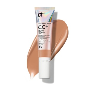 IT Cosmetics CC+ Nude Glow SPF 40 – Medium Coverage Foundation, 2% Niacinamide + Hyaluronic Acid Brightening Glow Serum, Lightweight Up to 24H Hydration, Normal to Dry & Mature Skin – 1.08 fl oz(23 Rich Honey (tan to deep complexion with warm undertone))