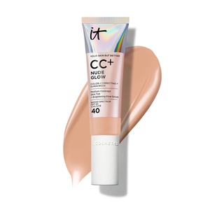 IT Cosmetics CC+ Nude Glow SPF 40 – Medium Coverage Foundation, 2% Niacinamide + Hyaluronic Acid Brightening Glow Serum, Lightweight Up to 24H Hydration, Normal to Dry & Mature Skin – 1.08 fl oz(16 Neutral Tan (tan complexion with neutral peach undertone))
