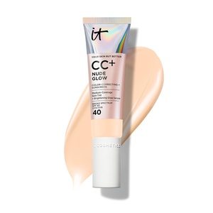 IT Cosmetics CC+ Nude Glow SPF 40 – Medium Coverage Foundation, 2% Niacinamide + Hyaluronic Acid Brightening Glow Serum, Lightweight Up to 24H Hydration, Normal to Dry & Mature Skin – 1.08 fl oz(04 Fair Beige (very fair complexion with cool rosy undertone))