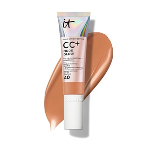 IT Cosmetics CC+ Nude Glow SPF 40 – Medium Coverage Foundation, 2% Niacinamide + Hyaluronic Acid Brightening Glow Serum, Lightweight Up to 24H Hydration, Normal to Dry & Mature Skin – 1.08 fl oz(22 Rich Cool (rich with cool red undertone))