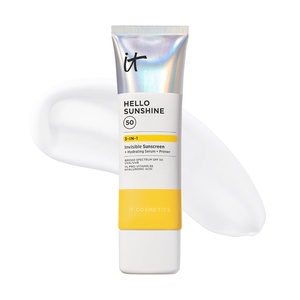 IT Cosmetics Hello Sunshine Invisible Sunscreen for Face SPF 50 – Sunscreen, Hydrating Serum & Makeup Primer – 1% Pro-Vitamin B5 & Hyaluronic Acid – HSA/FSA Eligible – No White Cast(2.7 Fl Oz)