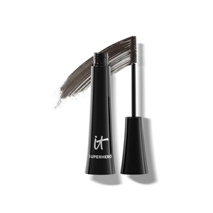 IT Cosmetics Superhero Mascara Black – Volumizing & Lengthening, Buildable Volume, Hydrolyzed Collagen, Biotin, Peptides, Lifting & Curling Formula, Super Black Pigment, Suitable for Sensitive Eyes(Brave Brown)
