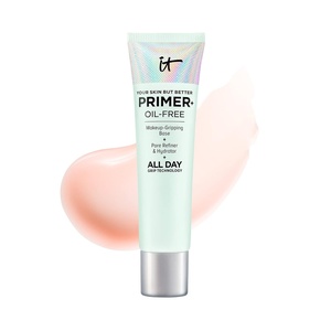 IT Cosmetics Your Skin But Better Makeup Primer+ – Extends Makeup Wear, Hydrates Skin, Refines the Look of Pores – With Glycerin, Bark Extract & Ginger Root Extract – Oil-Free Formula – 1 fl oz